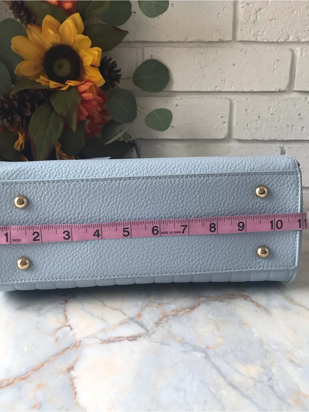 Beverly Hills Polo Club Light Baby Blue Structured Tote Crossbody Strap NEW